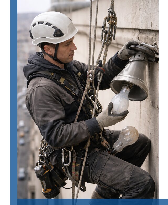 Замена ламп на высоте в Кузнецке профессионально и быстро