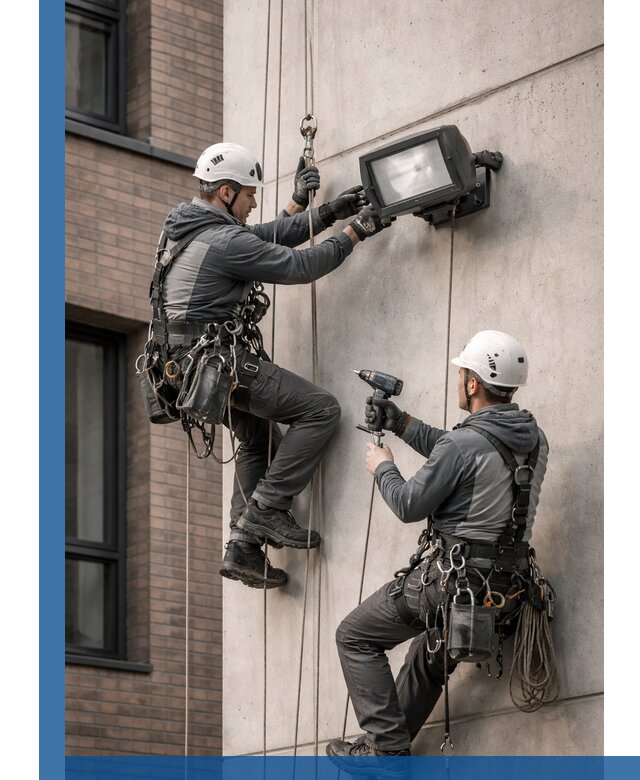 Профессиональный монтаж фасадных прожекторов в Кузнецке под ключ