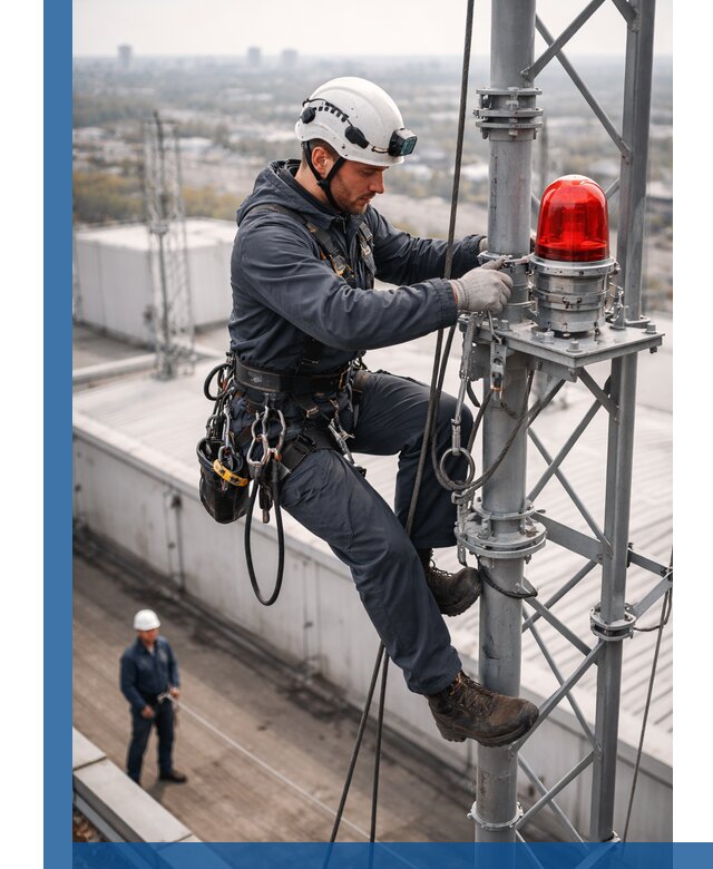 Монтаж заградительных огней и обслуживание объектов в Кузнецке