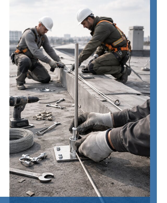 Монтаж молниезащиты на кровле в Кузнецке цена от 26060 р. | ВЫСОТНИК-Кнц