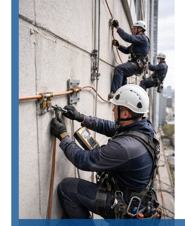 Монтаж системы заземления здания и молниезащиты в Кузнецке