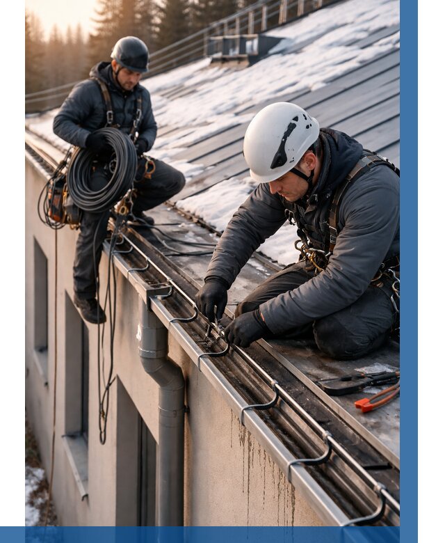 Монтаж греющего кабеля на кровле в Кузнецке от 469 р. | ВЫСОТНИК-Кнц