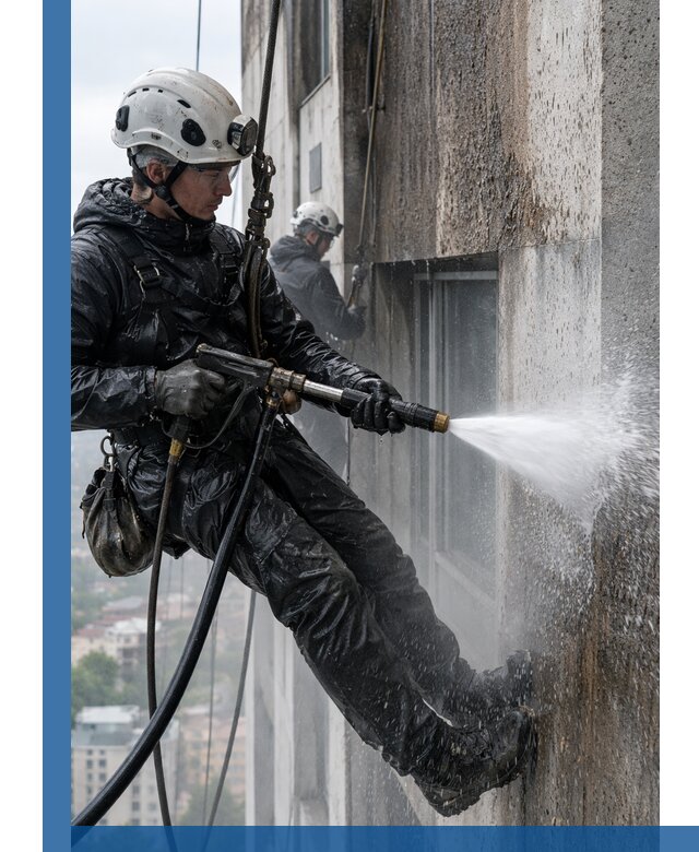 Гидроструйная очистка фасадов и конструкций в Кузнецке