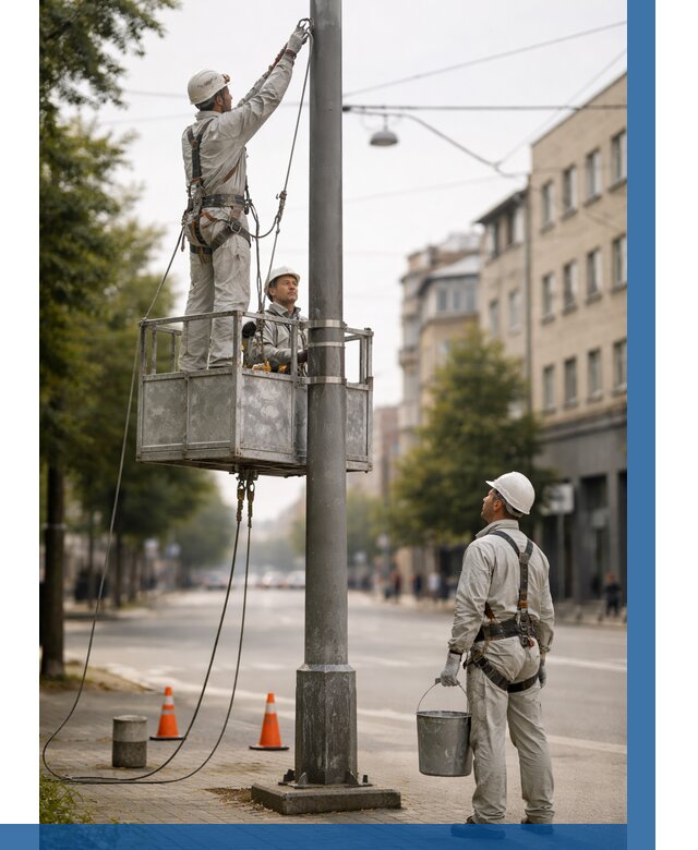 Покраска опор освещения в Кузнецке от 5212 р. | ВЫСОТНИК-Кнц