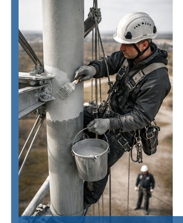 Покраска мачт связи в Кузнецке промышленными альпинистами