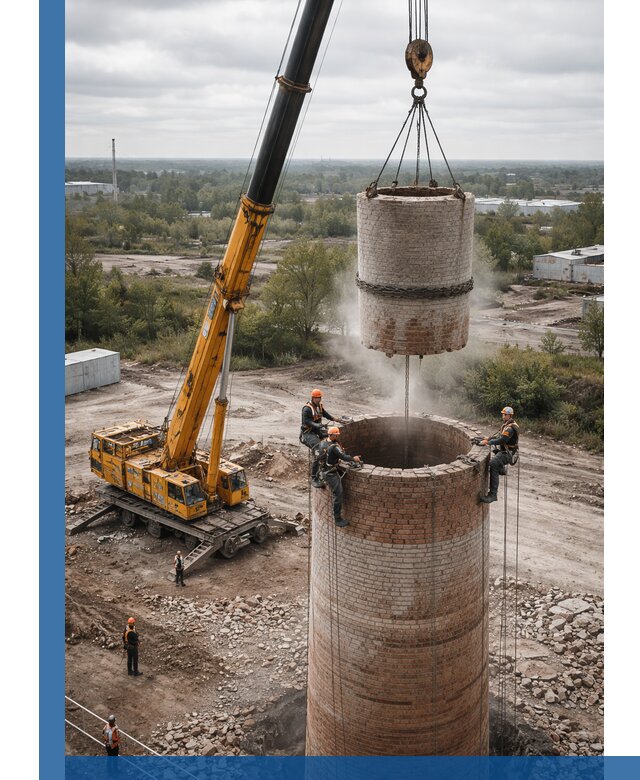 Демонтаж дымовой трубы в Кузнецке с гарантиями безопасности