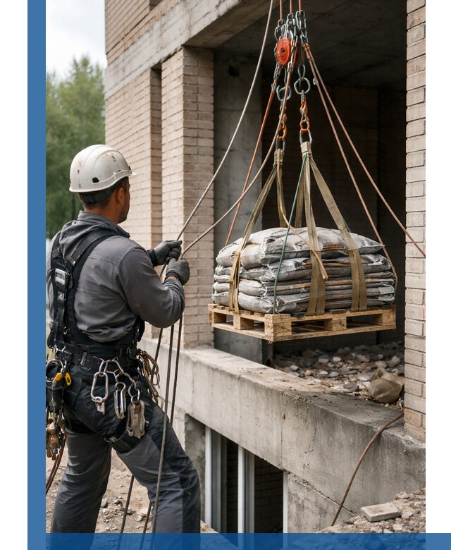 Подъем материалов на этаж веревками в Кузнецке оперативно