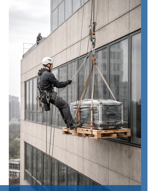 Спуск груза по фасаду в Кузнецке от 3648 р. | ВЫСОТНИК-Кнц