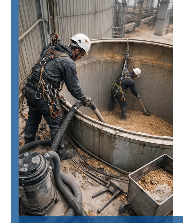 Профессиональная чистка зерновых бункеров в Кузнецке с выездом