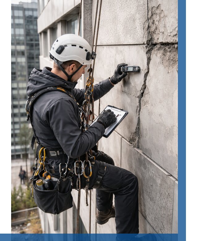 Обследование фасада альпинистами в Кузнецке от 125 р. | ВЫСОТНИК-Кнц