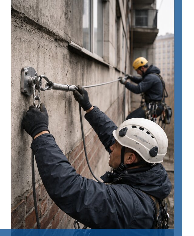 Монтаж анкерных линий в Кузнецке от 3127 р. | ВЫСОТНИК-Кнц