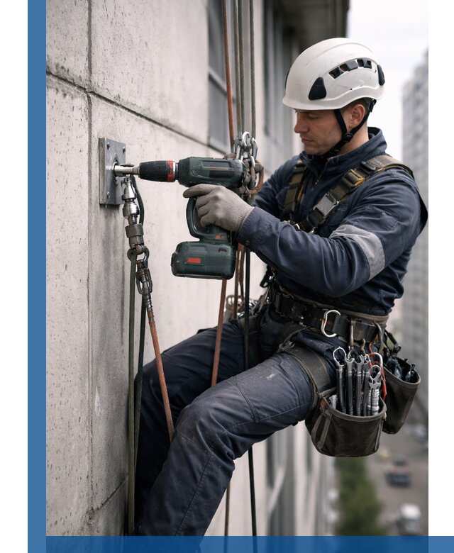 Установка анкерных точек для высотных работ в Кузнецке